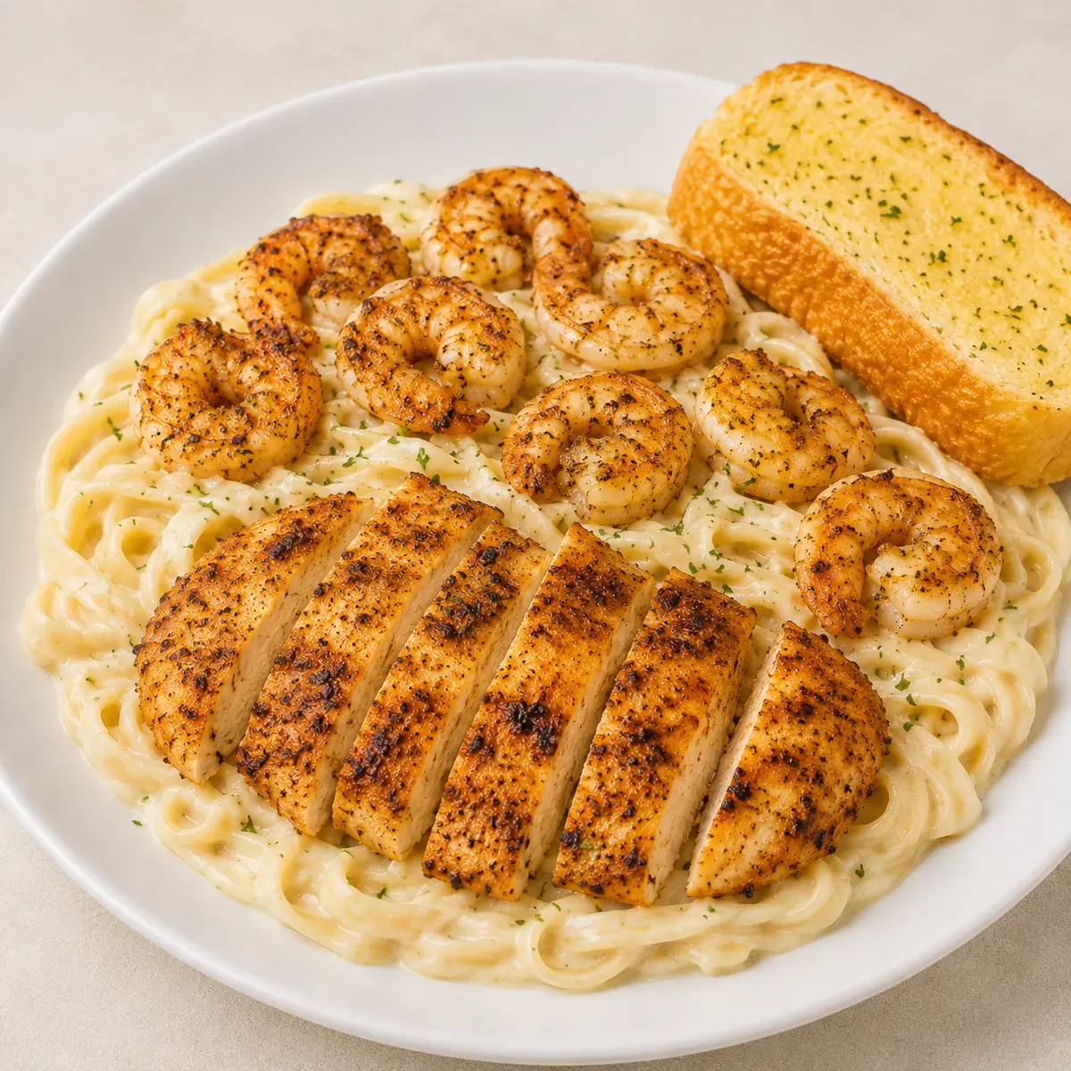 Chicken & Shrimp + Alfredo at Dinner Is Served restaurant in Miami