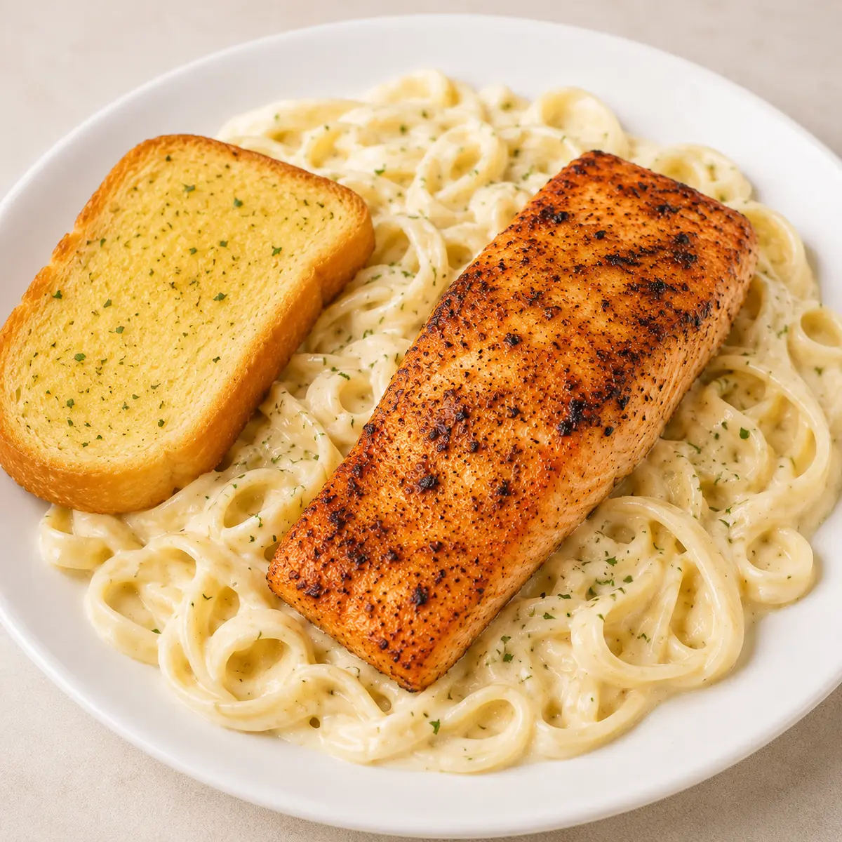Salmon + Alfredo at Dinner Is Served restaurant in Miami