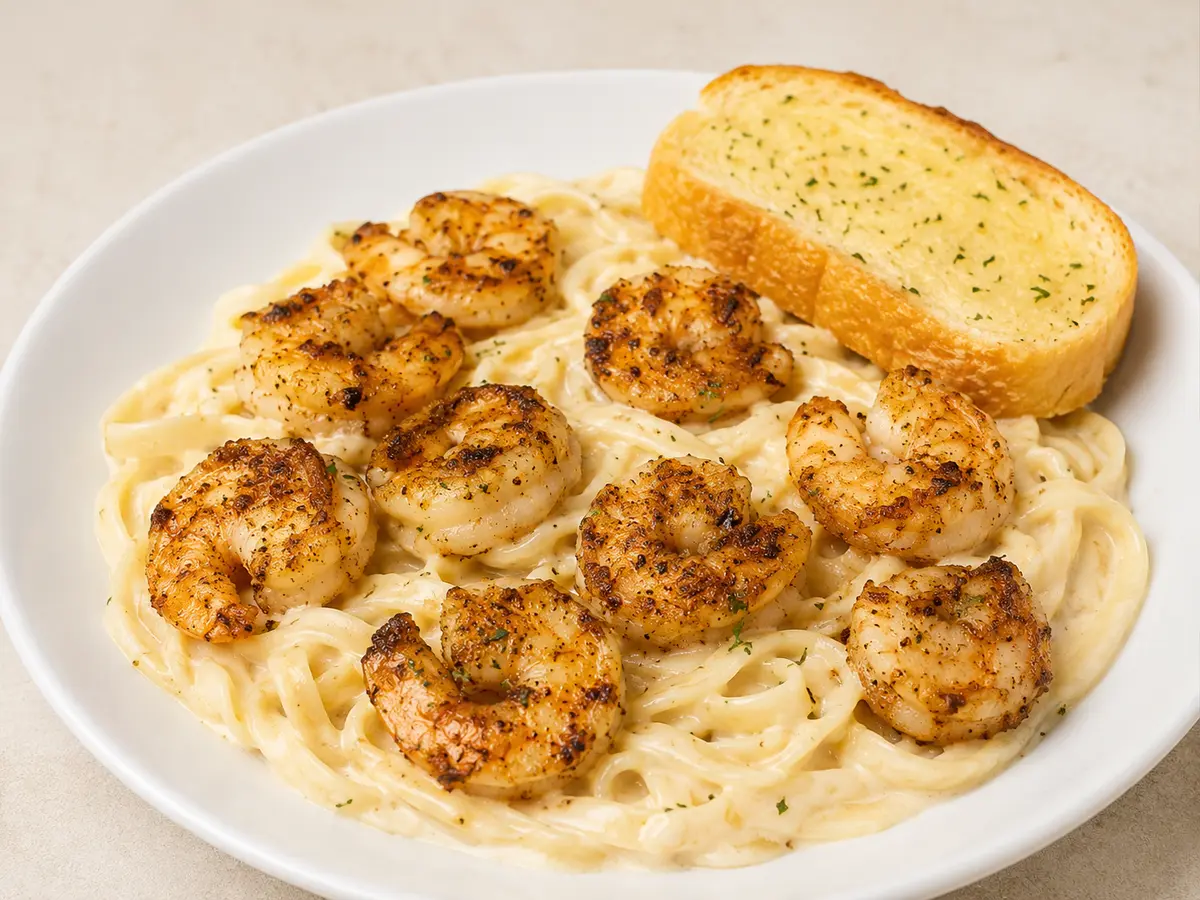 Shrimp + Alfredo at Dinner Is Served restaurant in Miami