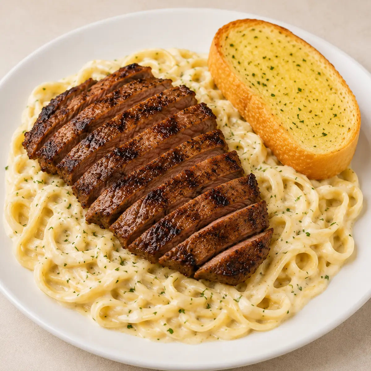 Steak + Alfredo at Dinner Is Served restaurant in Miami